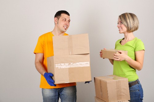 Packed boxes and furniture ready for local house removals